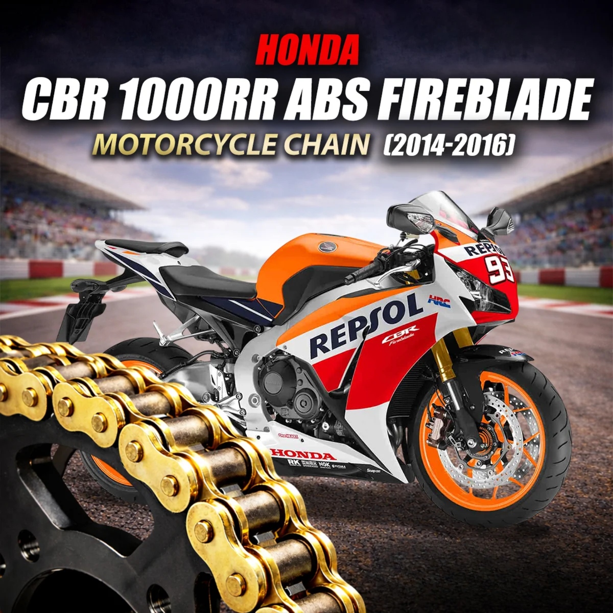 Crank1 Honda CBR 1000RR ABS Fireblade (2014-2016) 530 Pitch ZVM-X 118L Chain - Gold