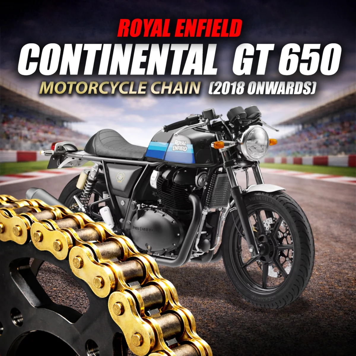 Crank1 Royal Enfiled Continental GT 650 (2018 Onwards) 525 Pitch ZVM-X 100L Chain - Gold