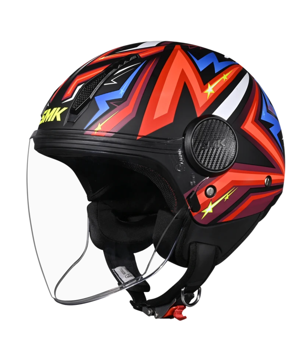SMK Laminar Starz MA235 Half Face Helmet - Matt Black Red Blue - SMK