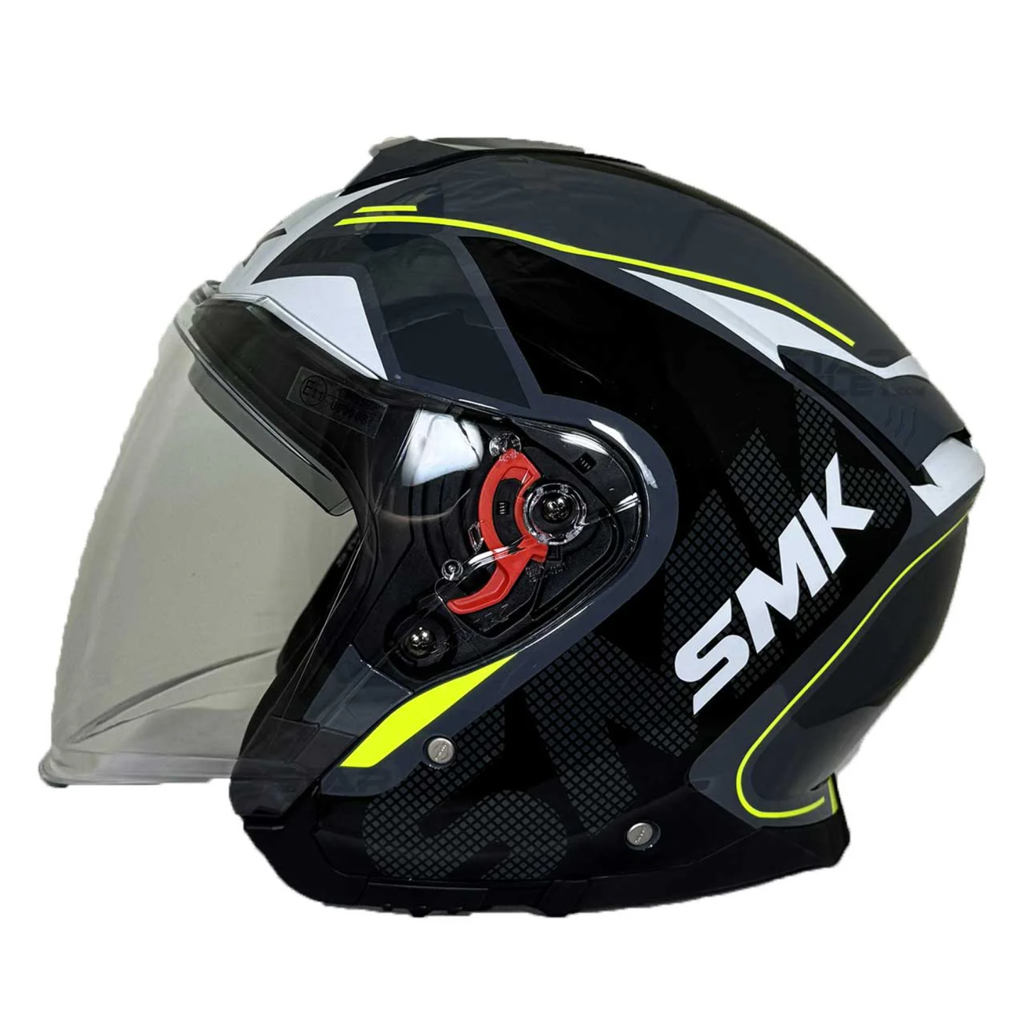 SMK GTJ Tourer GRPS GL614 Half Face Helmet - Gloss Grey Black Hiviz