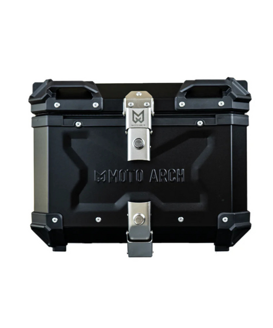 Moto Arch Aluminium Top Box 45L with Backrest - Black