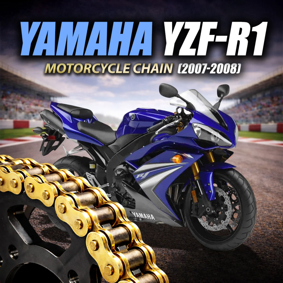 Crank1 Yamaha YZF-R1 (2007-2008) 530 Pitch ZVM-X 118L Chain - Gold