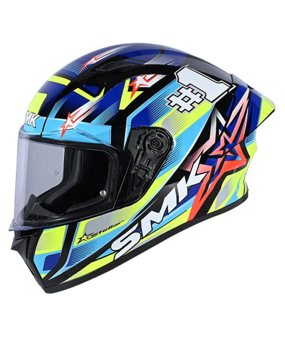 SMK Stellar Uno GRPS GL254 Full Face Helmet - Gloss Black Blue Yellow