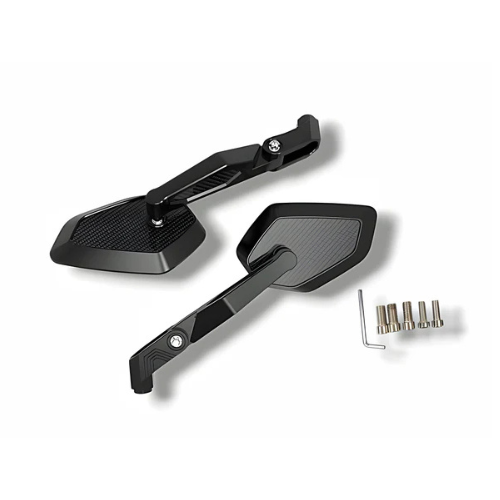 Moto Arch Universal Carbon Fiber CNC Aluminium Alloy Adjustable Rear View Mirror - White Glass