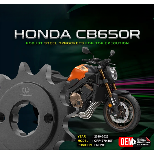 Crank1 Honda CB 650R (2019-2023) Performance Motorcycle Sprocket - Black - CPF1370.15T