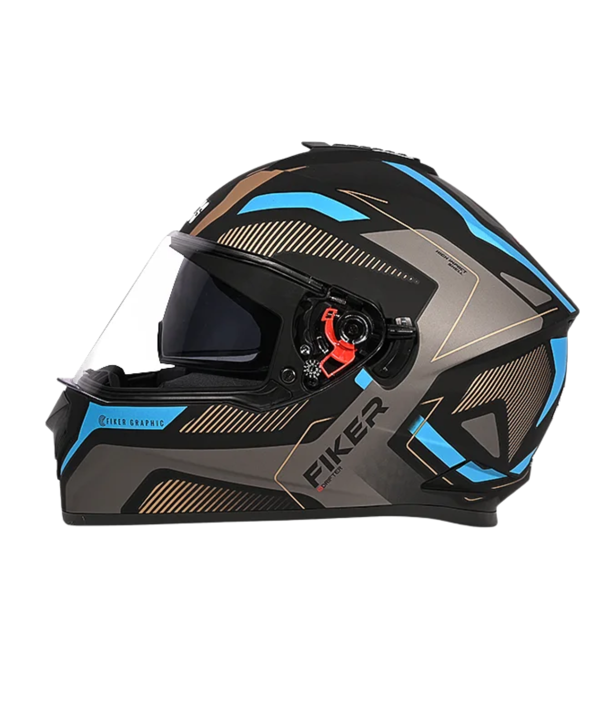 Studds Drifter D5 Fiker Decor Graphics Helmet - Matt Black Grey N4 - Studds