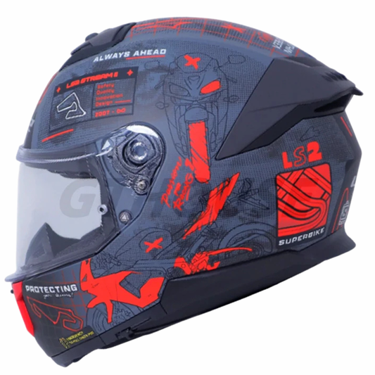 LS2 FF320 Stream II GP Full Face Helmet - Matt Grey Red - LS2