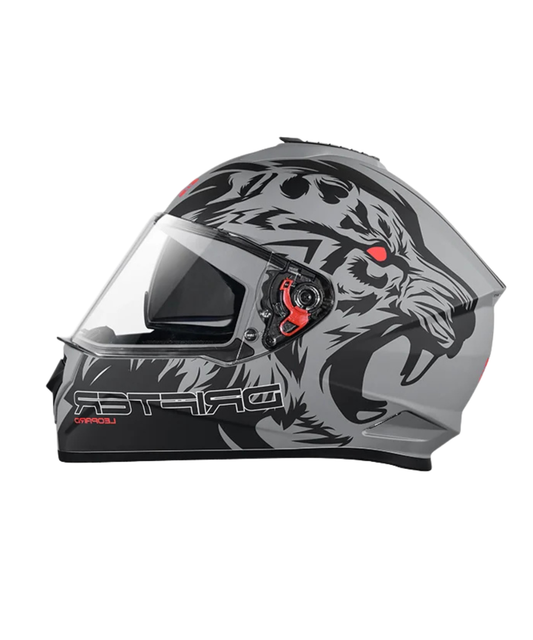 Studds Drifter D2 Leopard Decor Graphics Helmet - Matt Grey Black N9