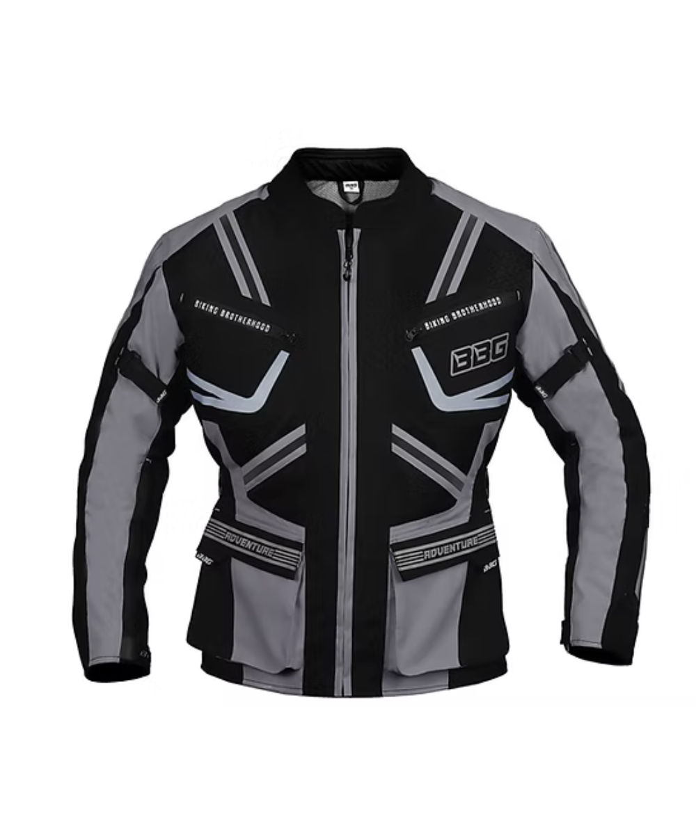 BBG Indiana Adventure Riding Jacket with Chest Guard without Liner - Grey