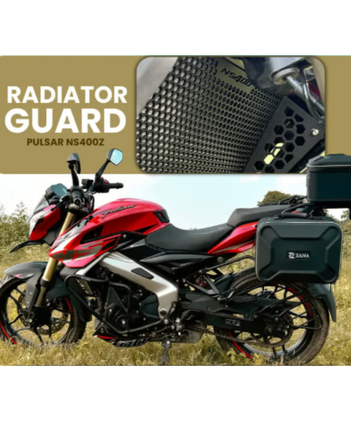 Zana Pulsar NS400Z Radiator Guard Honeycomb - Black - ZI-8516 - Zana
