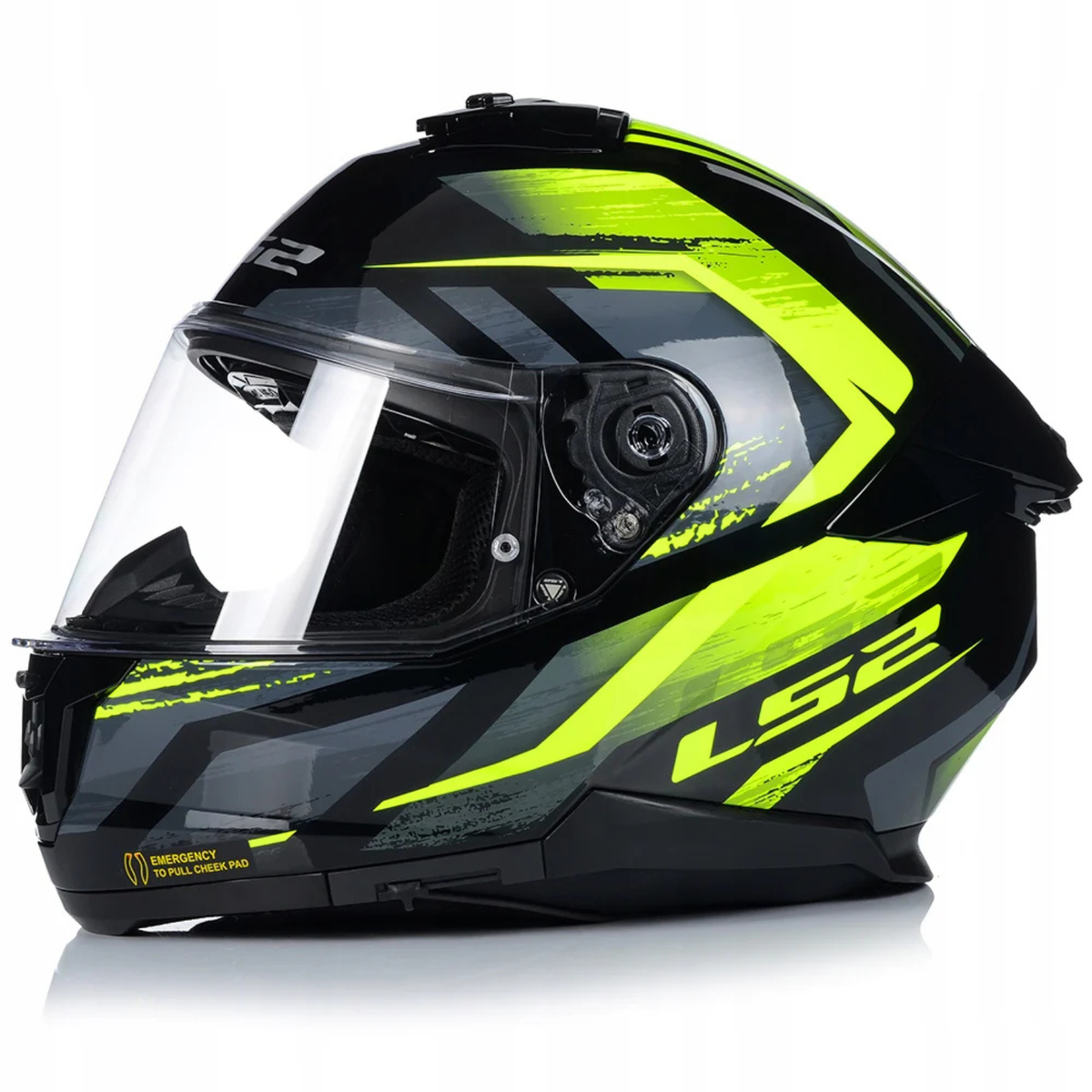 LS2 FF320 Stream II Fury Full Face Helmet - Black Hiviz Yellow - LS2