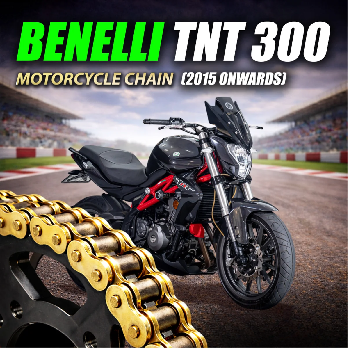 Crank1 Benelli TNT 300 (2015 Onwards) 525 Pitch ZVM-X 108L Chain - Gold