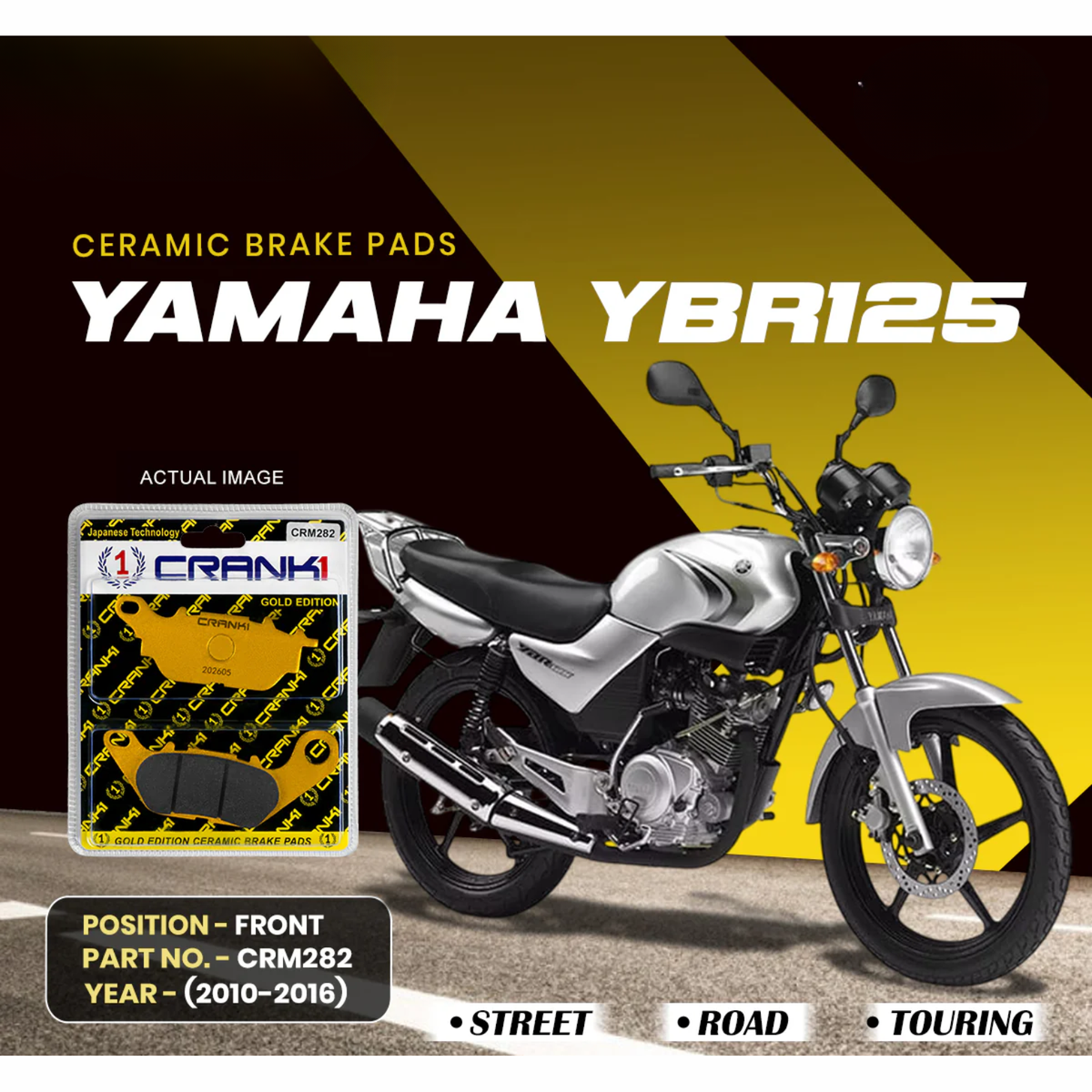 Crank1 Yamaha YBR125 (2010-2016) Ceramic Brake Pads - Crank 1