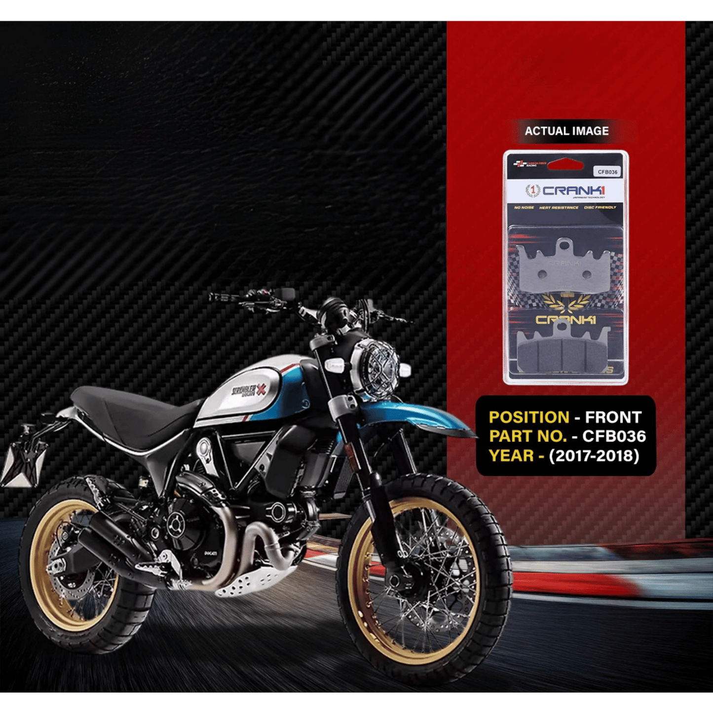 Crank1 Carbon Brake Pads for Ducati Desert Scrambler Sled 800 (2017-2018)