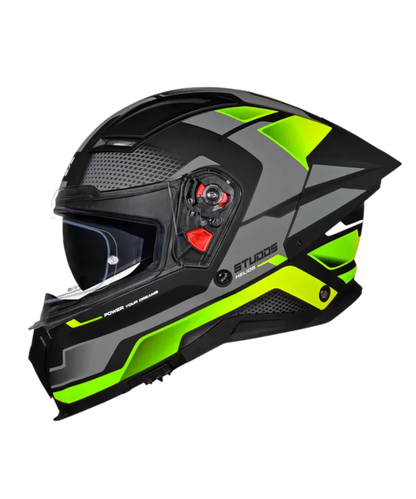 Studds Helios D1 Asphalt Decor Graphics Helmet - Matt Black Green N3