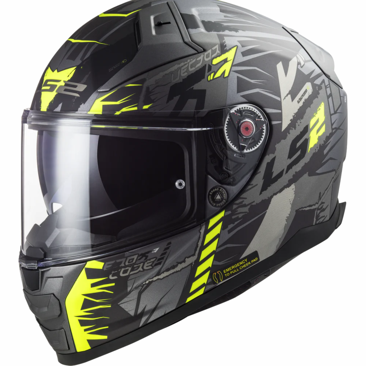 LS2 FF811 Vector II Techbot Gloss Titan Hi-Viz Helmet - Yellow - LS2