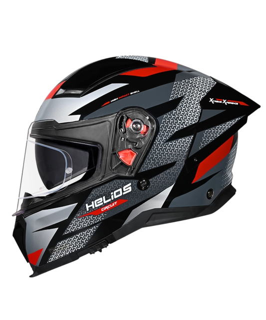 Studds Helios D2 Circuit Decor Graphics Helmet - Gloss Black Red N2