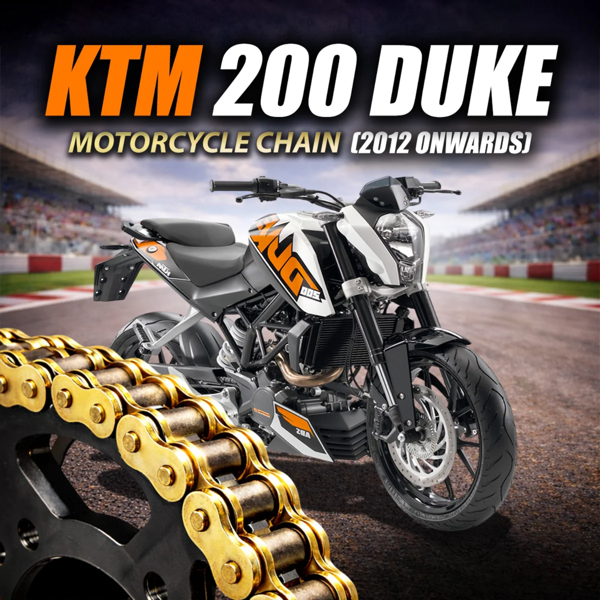 Crank1 KTM 200 Duke (2012 Onwards) 520 Pitch ZVM-X 118L Chain - Gold