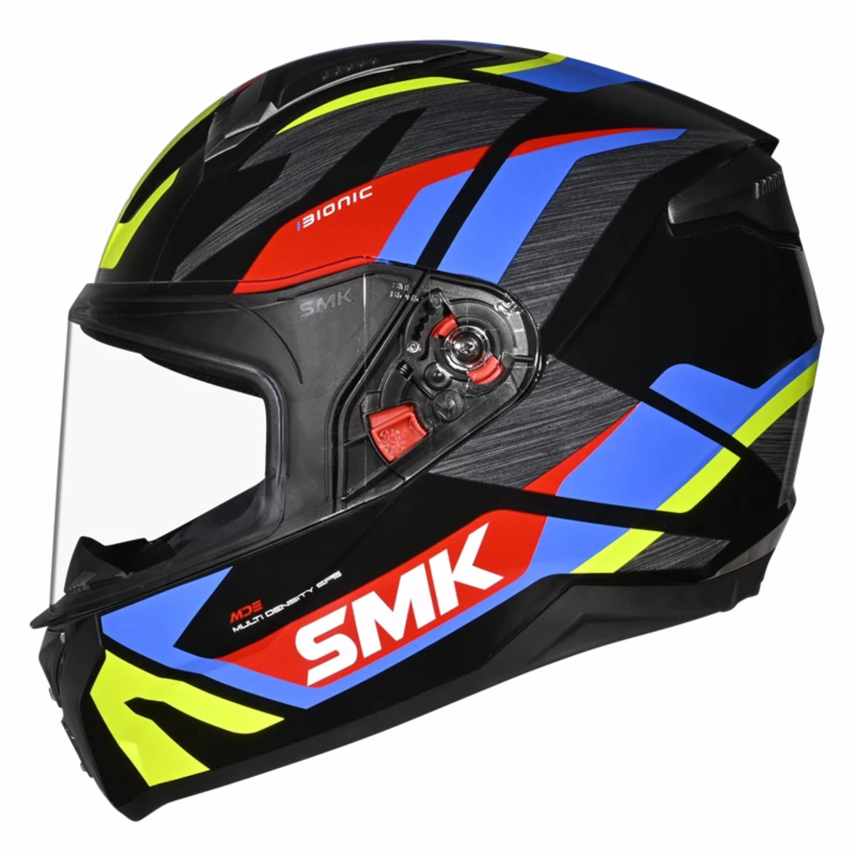 SMK Bionic Adult Kore GL254 Helmet - Gloss Black Blue Yellow - SMK