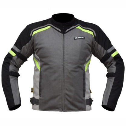 Bison ProGear Raptor V.2 Riding Jacket - Grey Hiviz Green