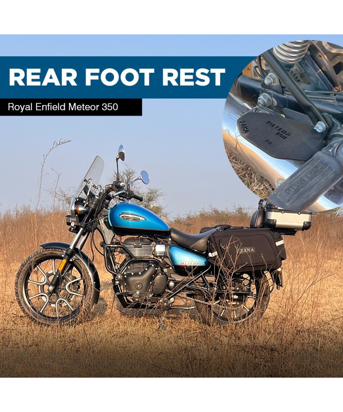 Zana Royal Enfield Meteor 350 Rear Footrest Steel Pair - ZI-8395 - Zana