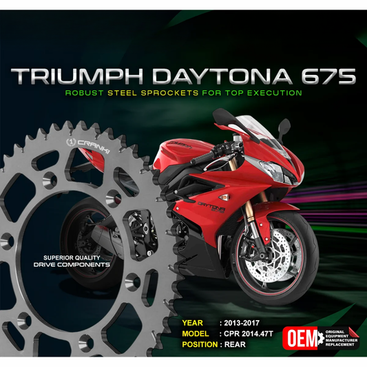 Crank1 Triumph Daytona 675 (2013-2017) Performance Motorcycle Sprocket - Black - CPR2014.47T