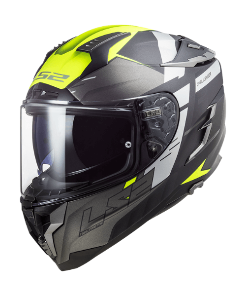 LS2 FF327 Challenger Allert Matt Titanium Hi-Viz Helmet - Yellow