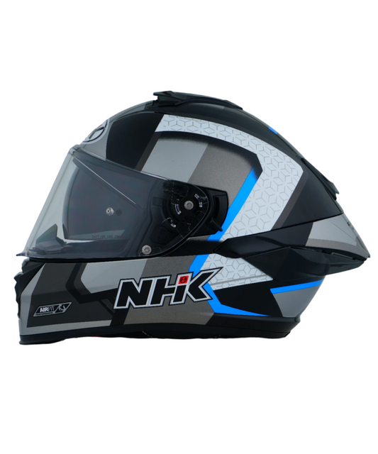 NHK K5R 2V Retro Helmet - Gloss Black Silver Blue