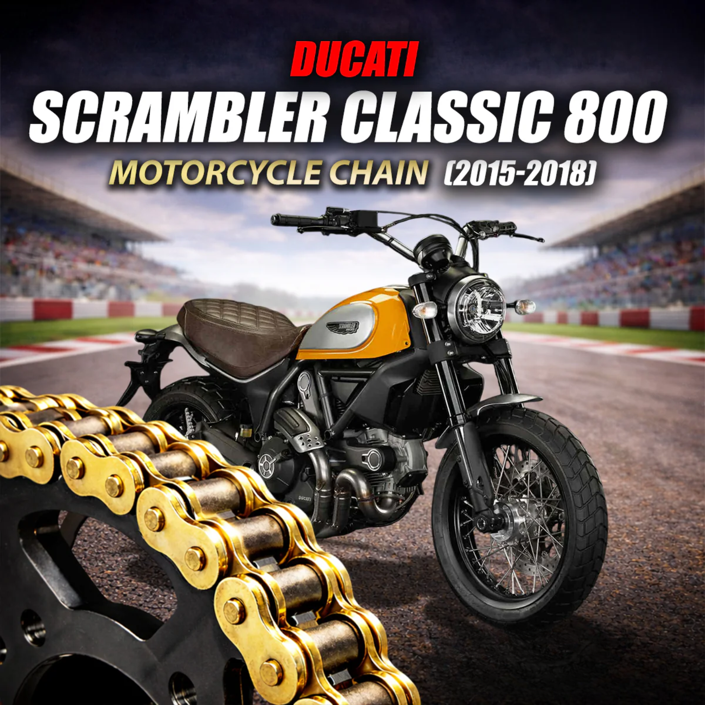 Crank1 Chain For Ducati Scrambler Classic 800 (2015-2018) 520 Pitch ZVM-X 106L - Gold