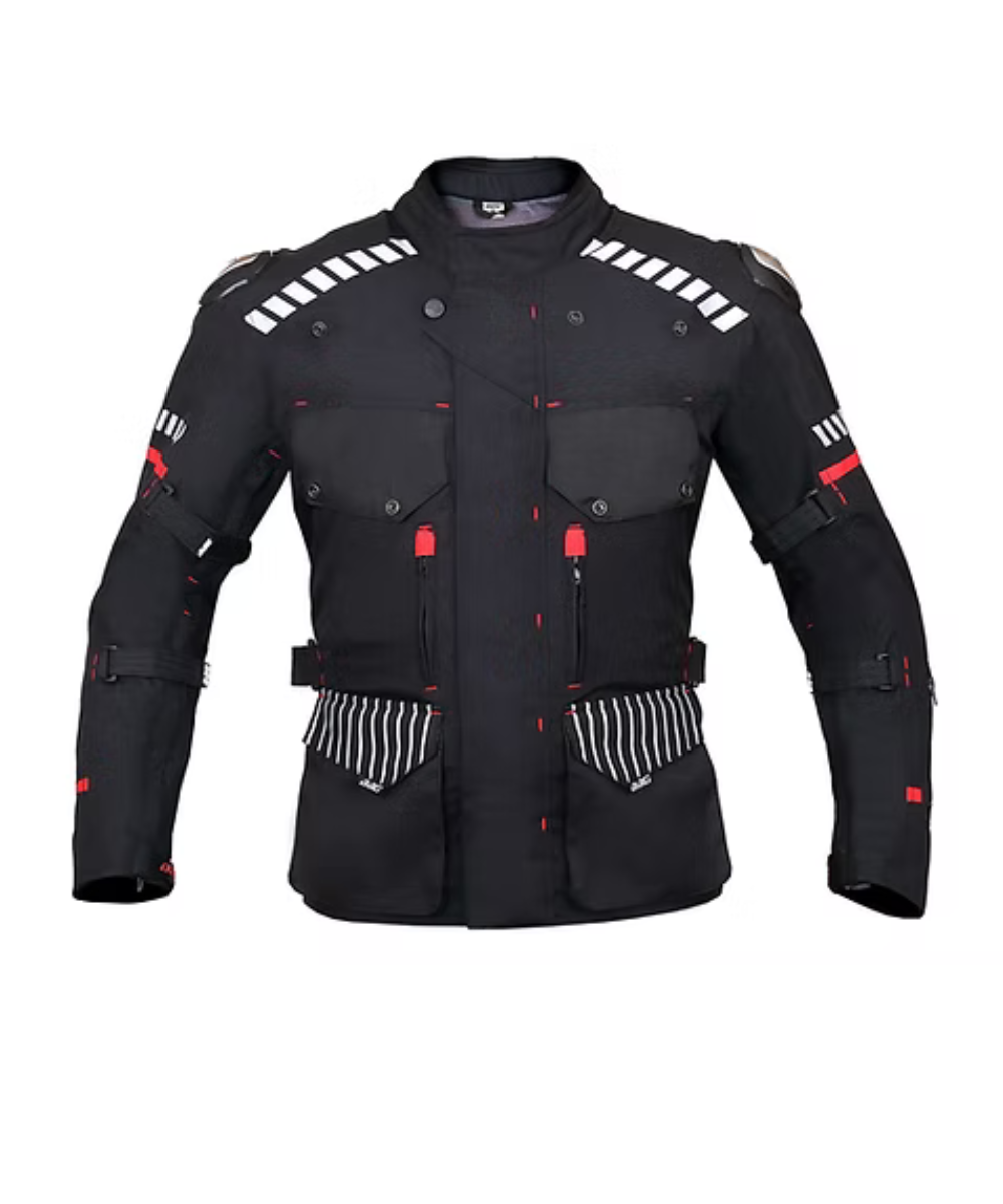 BBG Adventure Riding Jacket with Chest Guard with Liner - Black