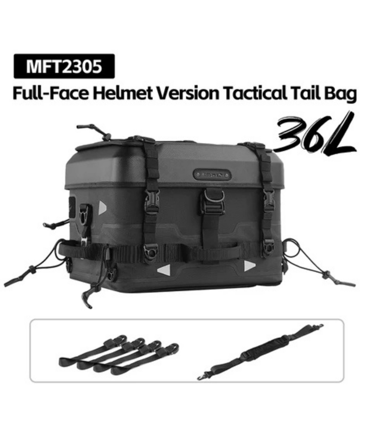 Rhinowalk Fortress Series X Tactical 36L Tail Bag Set C Soft Top Box - Black - MFT2305 - Rhinowalk