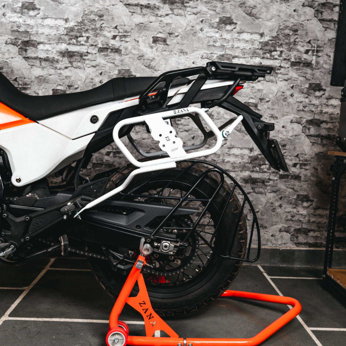 Zana KTM ADV 390 (2025) Saddle Stay V-1 with Jerry Can Mount - White - ZI-8581 - Zana