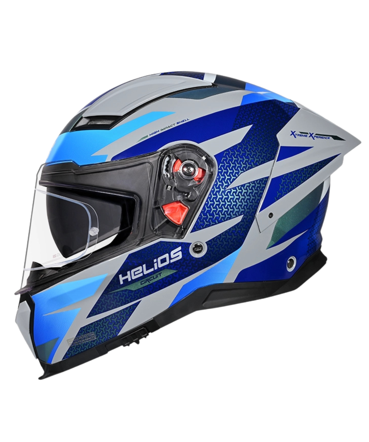 Studds Helios D2 Circuit Chameleon Decor Graphics Helmet - Grey Blue N1 - Studds