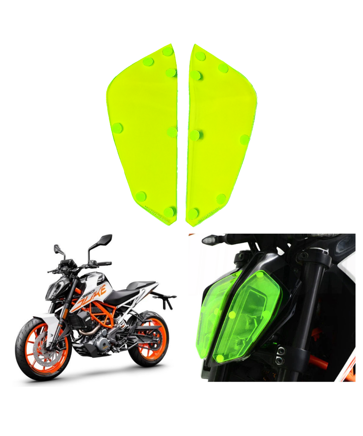 Mototrendz KTM Duke 390 (2017+) / Duke 250 (2021) Headlight Screen Protector - Neon Green - Mototrendz