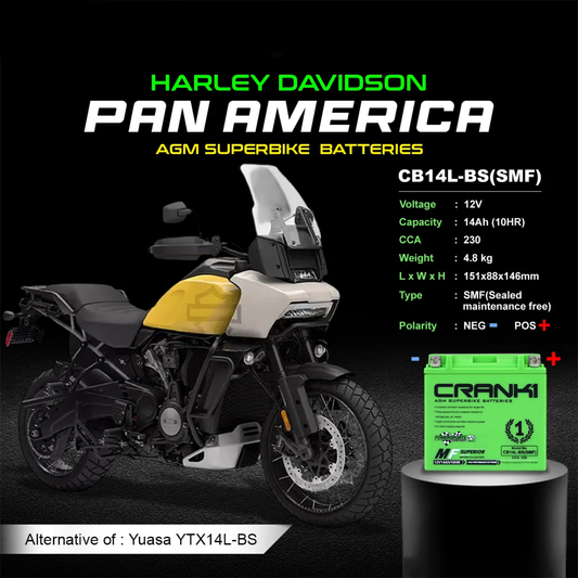 Crank1 Harley Davidson Pan America (2020-2025) Battery - CB14L-BS