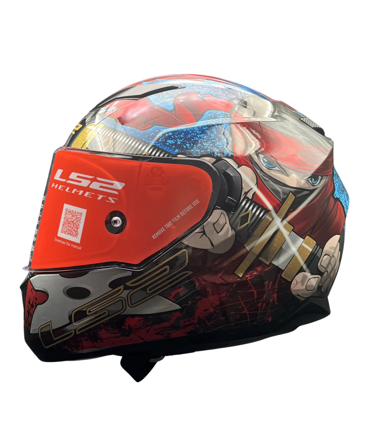 LS2 FF320 Stream Evo Ninja with D Ring Helmet - Red Blue - LS2