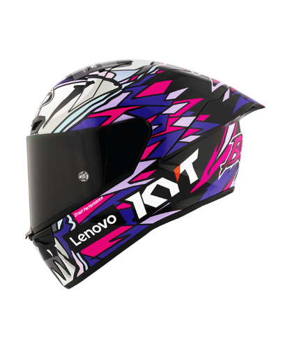 KYT Bastianini REP 2023 With Sponsor Helmet - Gloss White Blue