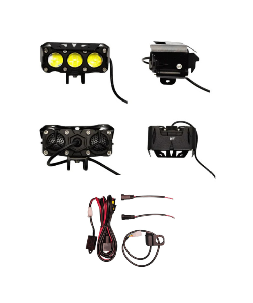 HJG Mega Drive 3 Lens Dual Color Led Fog Lights with Wire Harness - Pair