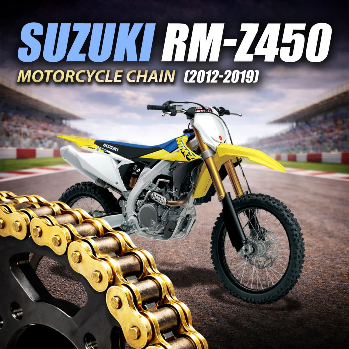 Crank1 Suzuki RM Z-450 (2012-2019) 520 Pitch ZVM-X 114L Chain - Gold