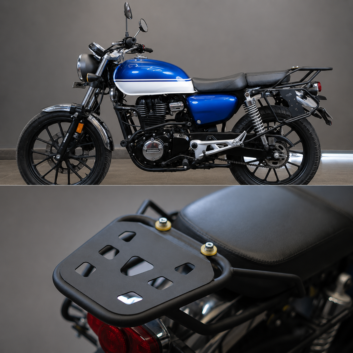 Zana Honda CB 350 / H’Ness Top Rack With Plate New W1 Split Seat / Single Seat Version 2 - ZI-8130B - Zana