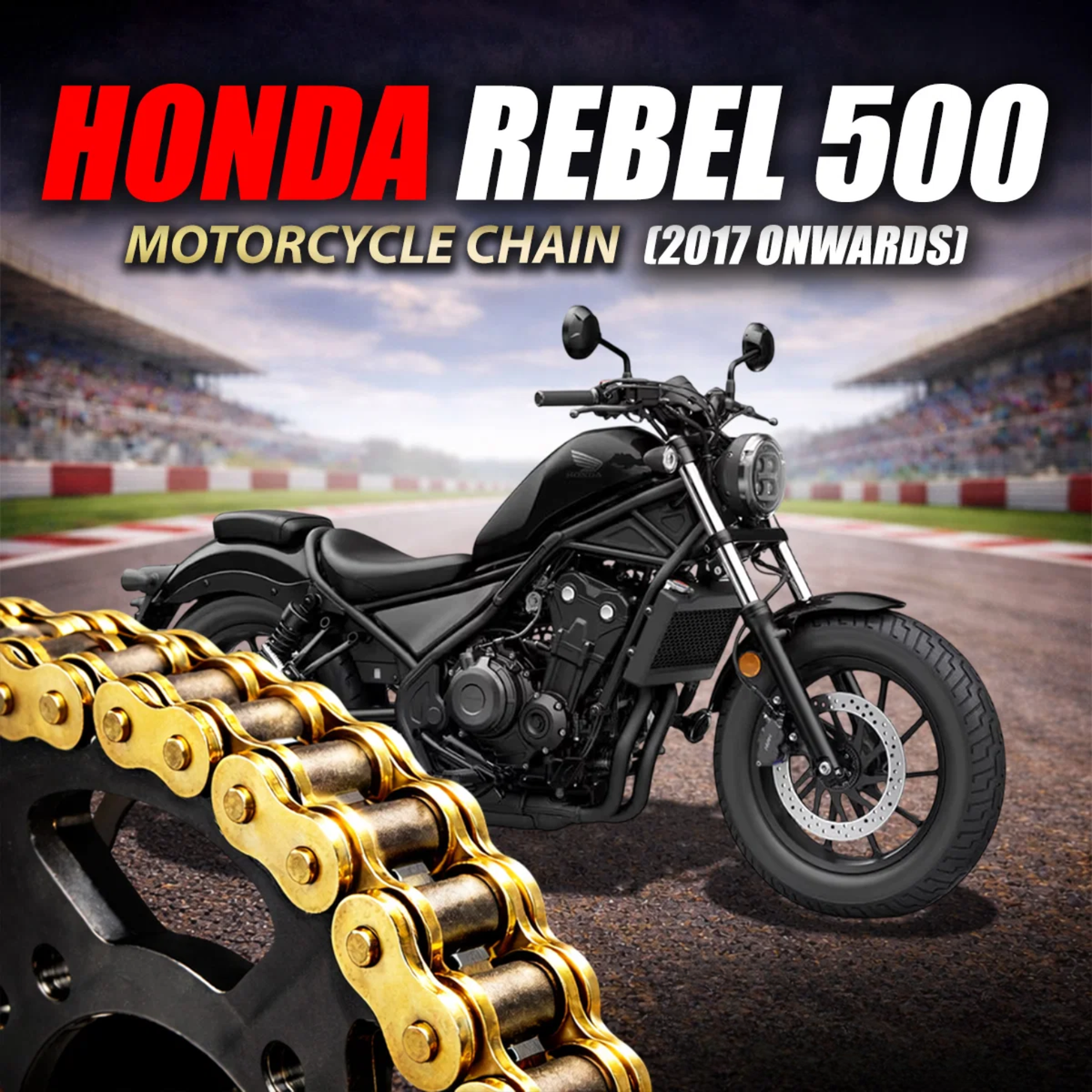 Crank1 Honda Rebel 500 (2017 Onwards) 520 Pitch ZVM-X 112L Chain - Gold