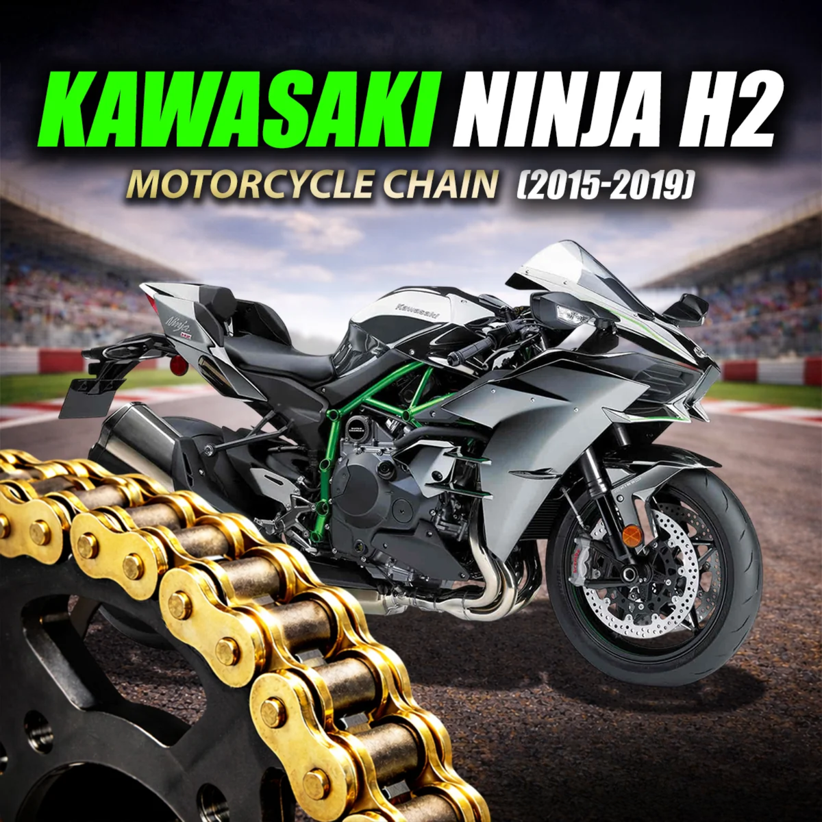Crank1 Kawasaki Ninja H2 (2015-2019) 525 Pitch ZVM-X 118L Chain - Gold