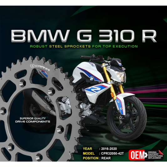 Crank1 BMW G 310 R (2016-2020) Performance Motorcycle Sprocket - Black - CPR32050-42T