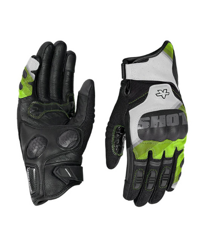 Viaterra Holeshot Pro Semi Gauntlet Hybrid Riding Gloves - Black Florescent Green