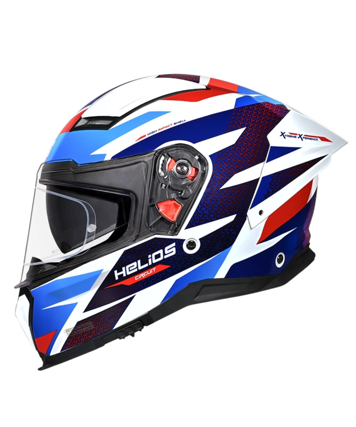 Studds Helios D2 Circuit Decor Graphics Helmet - Gloss White Blue N1 - Studds