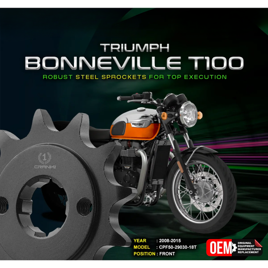 Crank1 Triumph Bonneville T100 (2008-2015) Performance Motorcycle Sprocket - Chrome - CPF50-29030-18T