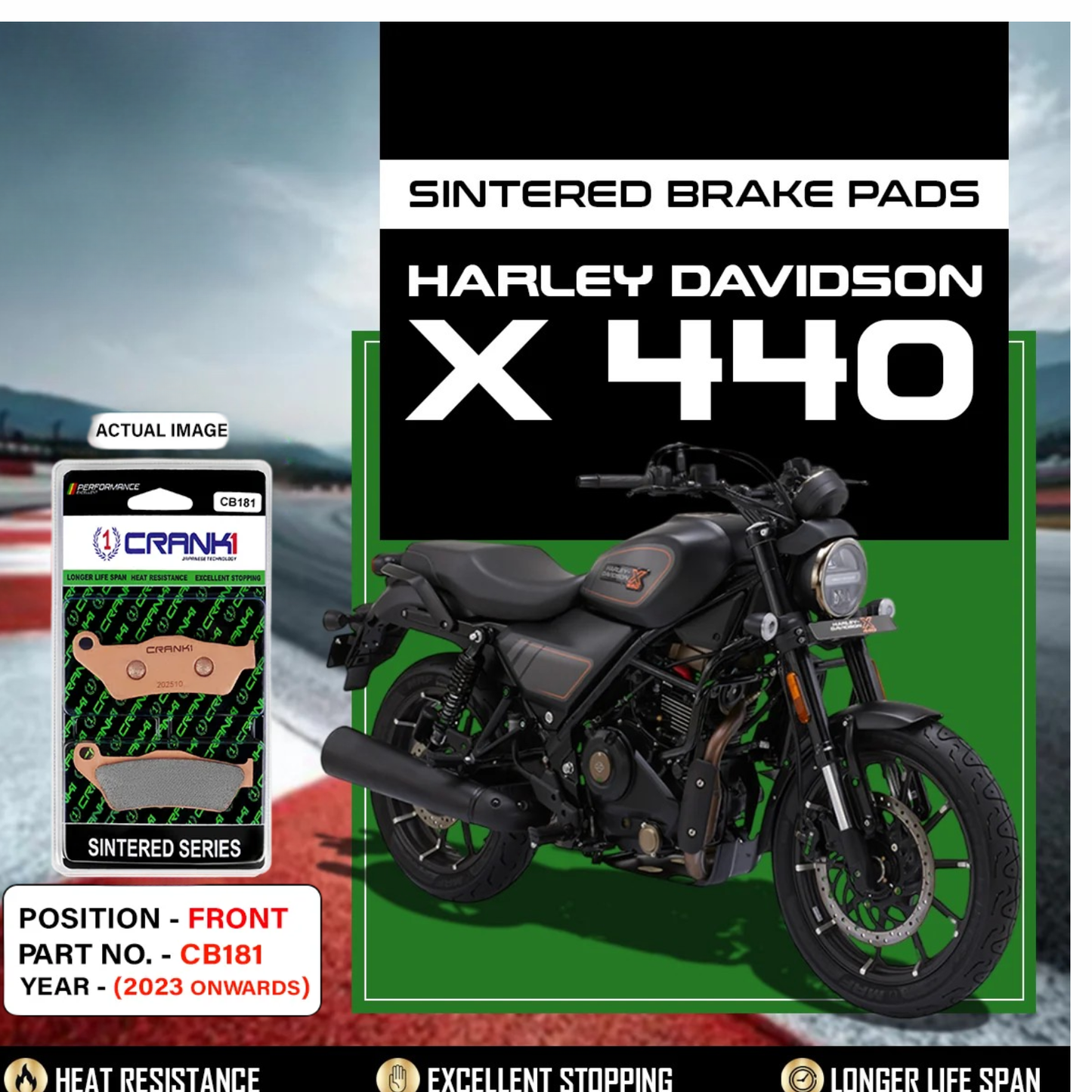 Crank1 Sintered Brake Pads for Harley Davidson X 440 (2023 Onwards)