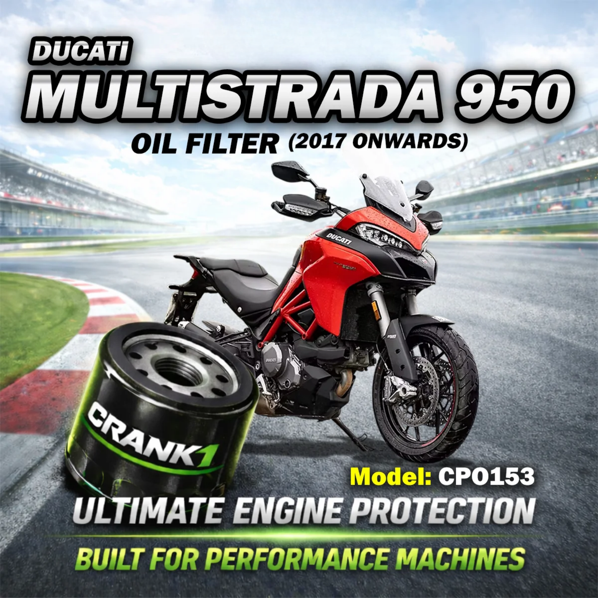 Crank1 Ducati Multistrada 950 (2017 Onwards) Performance Oil Filter - CPO-153 - Crank 1