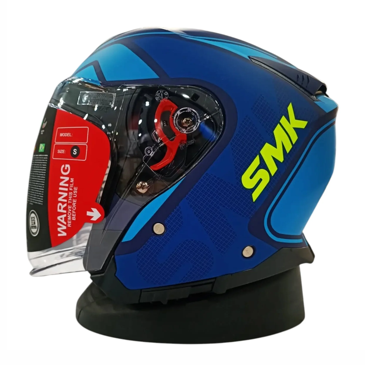 SMK GTJ Tourer GRPS MA545 Half Face Helmet - Matt Blue Hiviz - SMK