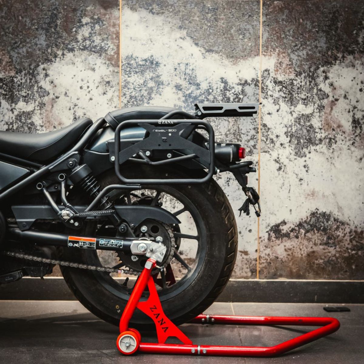 Zana Honda Rebel 500 Roadster Saddle Stay with Jerry Can Mount - Black - ZI-8626 - Zana